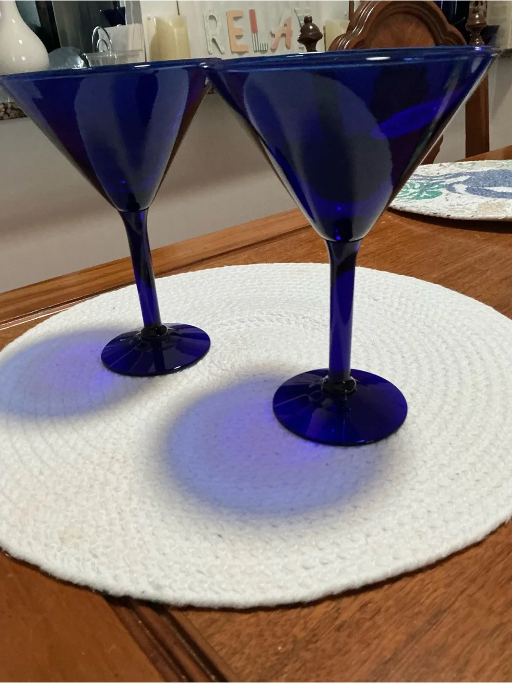 Cobalt Blue Glass Martini Coupes - Elegant Home Dining Stemware